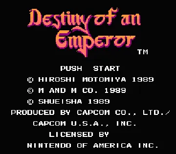 Destiny of an Emperor (USA) screen shot title